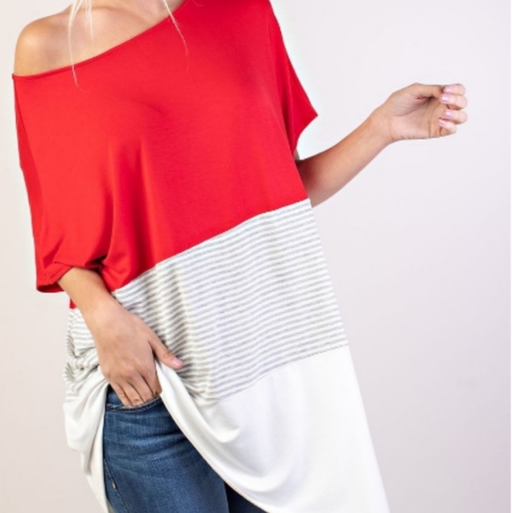 ☀️2/$15Solid and stripe contrast shirt - Picture 2 of 4